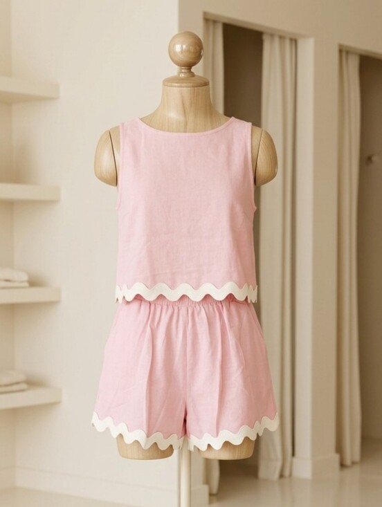Anna-Kaci Pants - Anna-Kaci Pink Ric-Rac Short Set – New